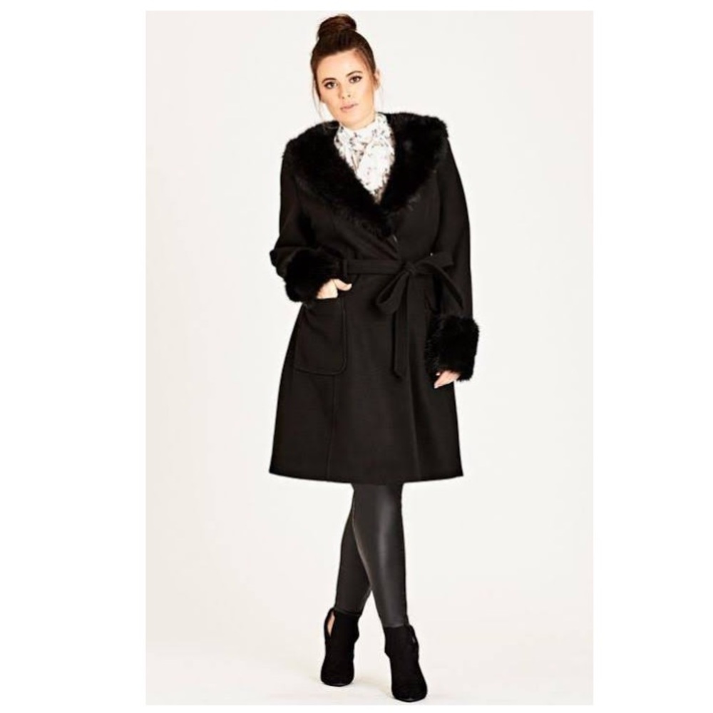 City Chic- plus size Make Me Blush coat- black